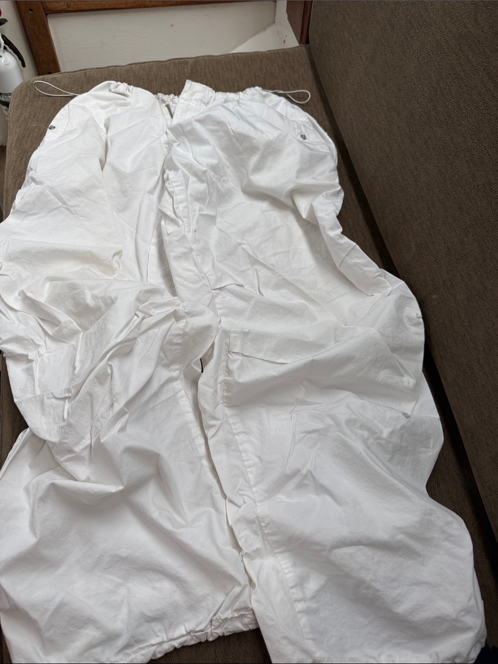 White Drawstring Lightweight Track Pants